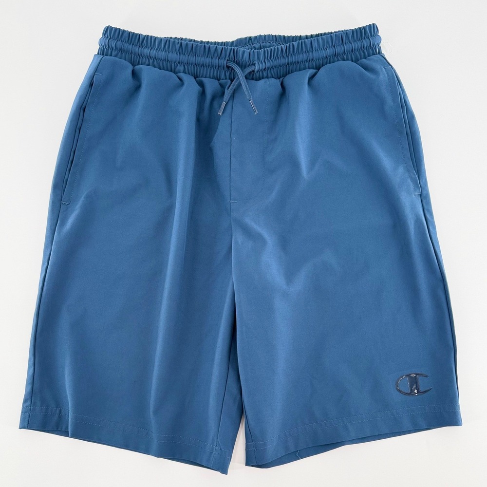 CHAMPION Boys Athletic Shorts Blue Large 14/16 Stretch Drawstring Pockets